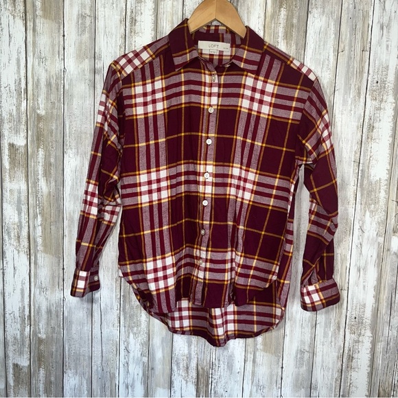Loft Red Plaid Everyday Oversized Flannel - Picture 2 of 6